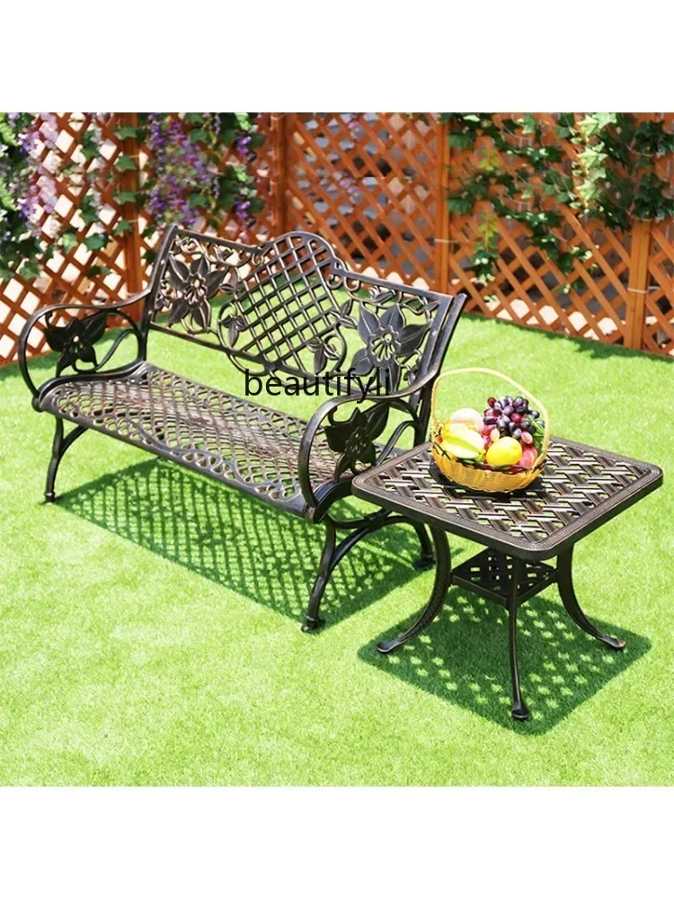 

Outdoor Park Chair Armchair Rest Bench Courtyard Garden Square Cast Aluminum Seat Three-Person Anti-Corrosion Long Chair