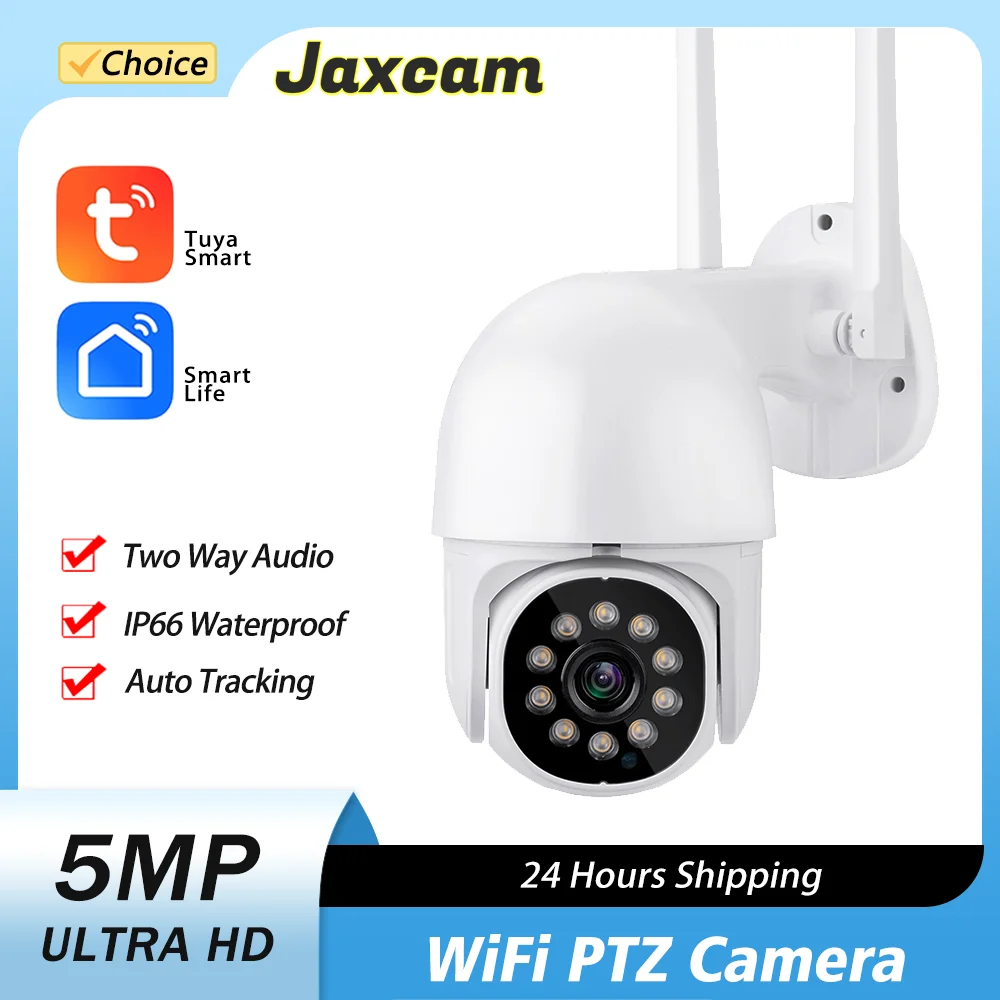 

Tuya Smart Life 5MP PTZ Wifi IP Camera Outdoor Two way Audio AI Human Detect Wireless Camera P2P Audio Security CCTV Camera