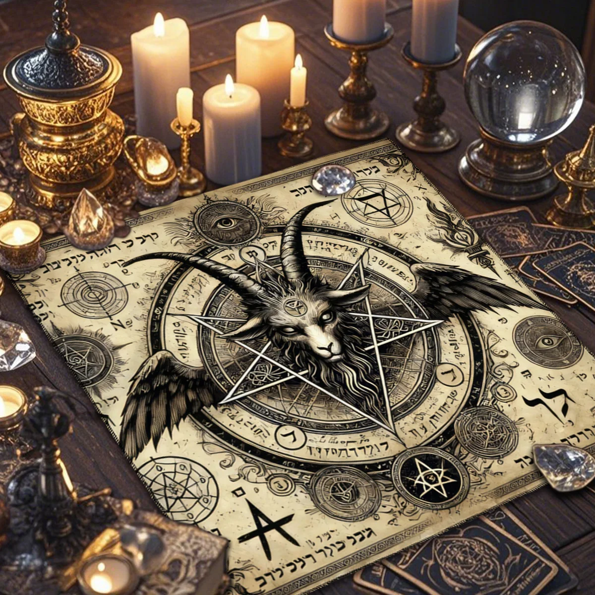 Gothic Decorative Tablecloth Tarot Tablecloth Tarot Enthusiast Astrology Ritual Cloth Polyester Altar Decorative Pad