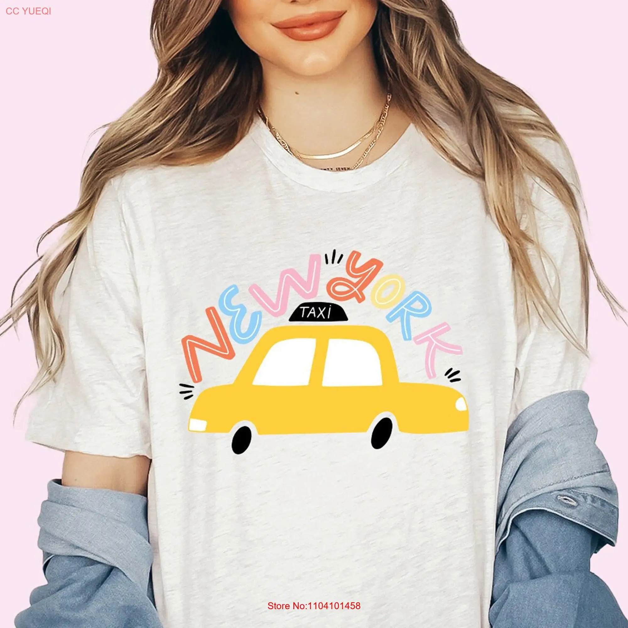 New York T Shirt Nyc Taxi City NY Yellow Cab Souvenir For Her Matching long or short sleeves