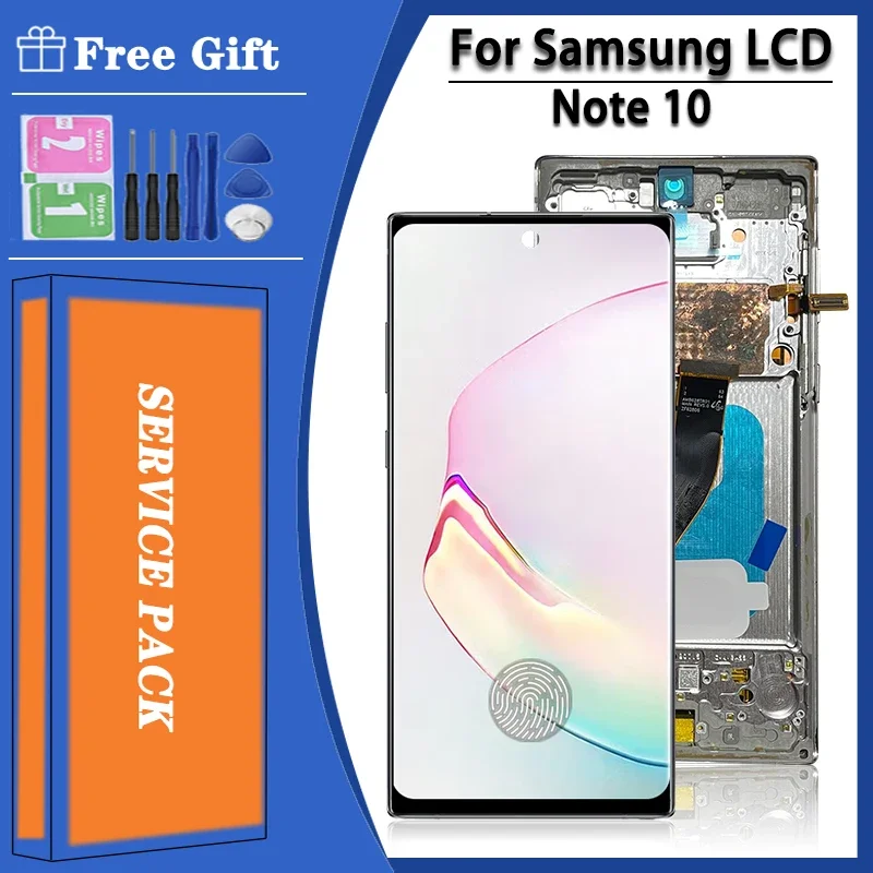 Super AMOLED Note 10 Display with Frame for Samsung Note 10 N970 SM-N970F LCD Display Touch Screen Digitizer Assembly