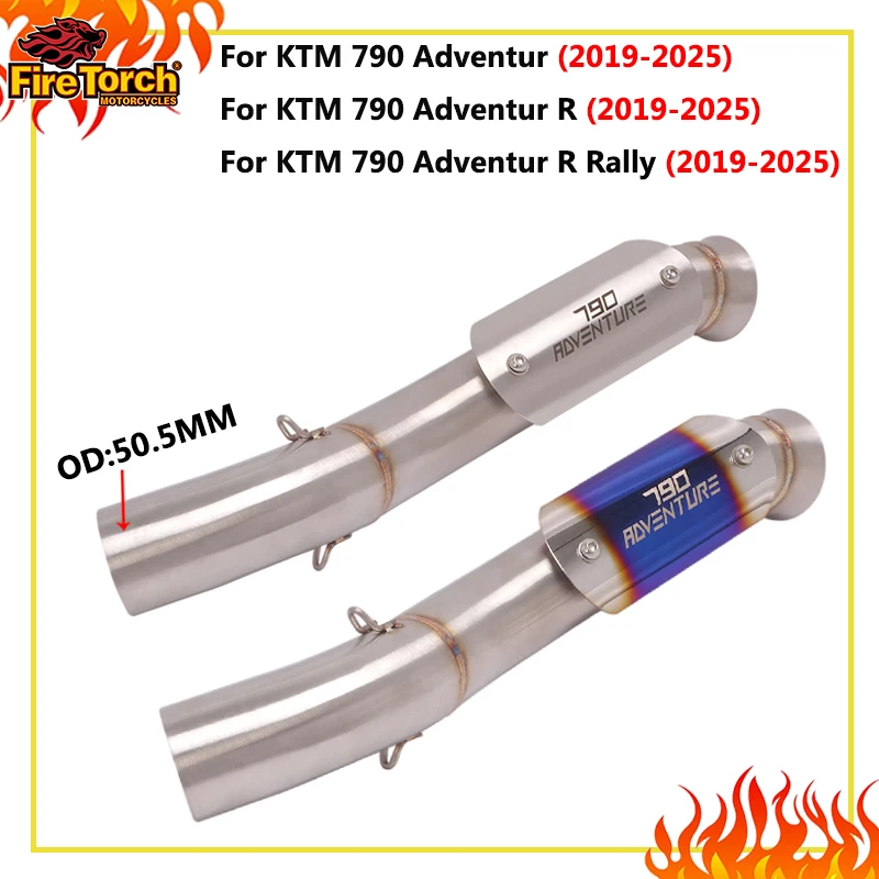 Motorcycle Exhaust For KTM790 KTM 790 890 Adventure R Rally Mid Link Pipe With Heat Shield Cover Modify Muffler Escape Moto Tube