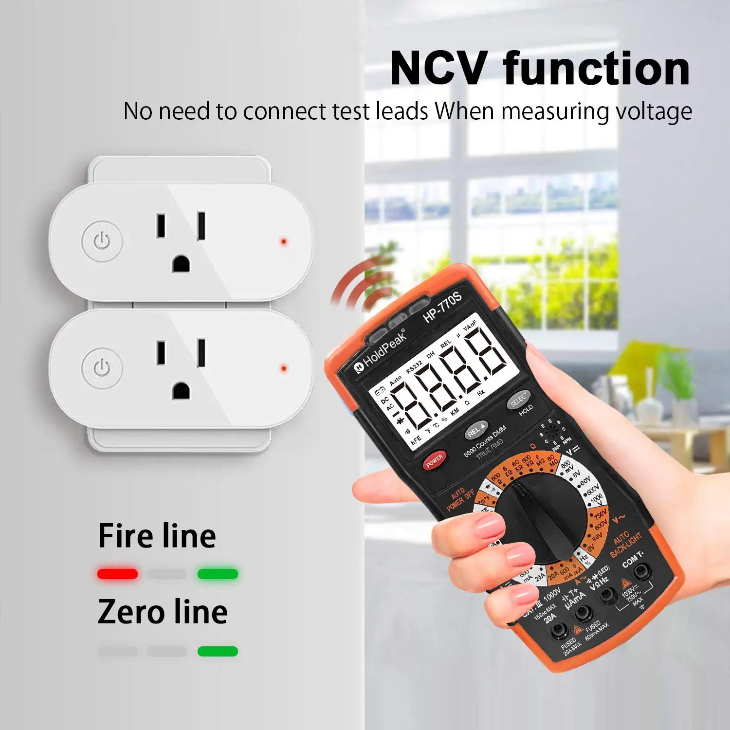 Imagem -05 - Holdpeak Multímetro Digital Hp770s 6000 Contagens Manual Variando Medida com Precisão para ac dc Tensão Tester Ncv Resistência
