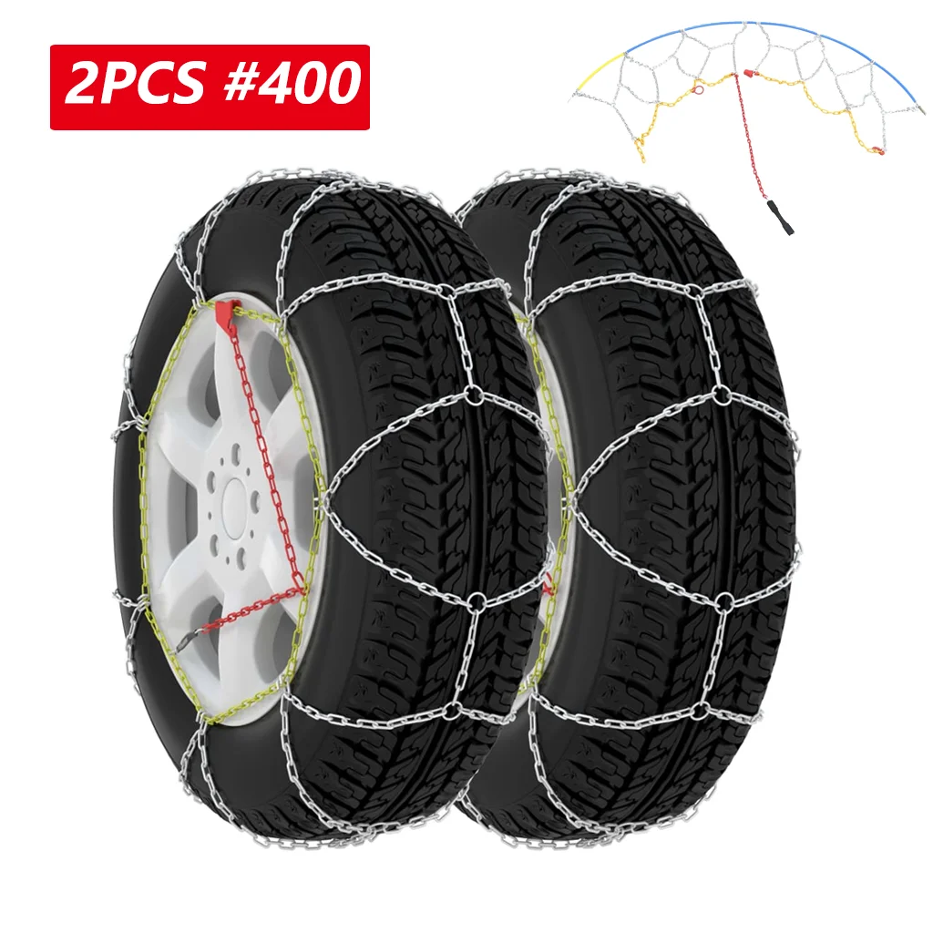 Car Tyre Snow Chains 2 pcs 16 mm SUV 4x4 Size 400 Car Tire Snow Chains Outdoor Driving Safety Chains Anti-skid Chain Supplies