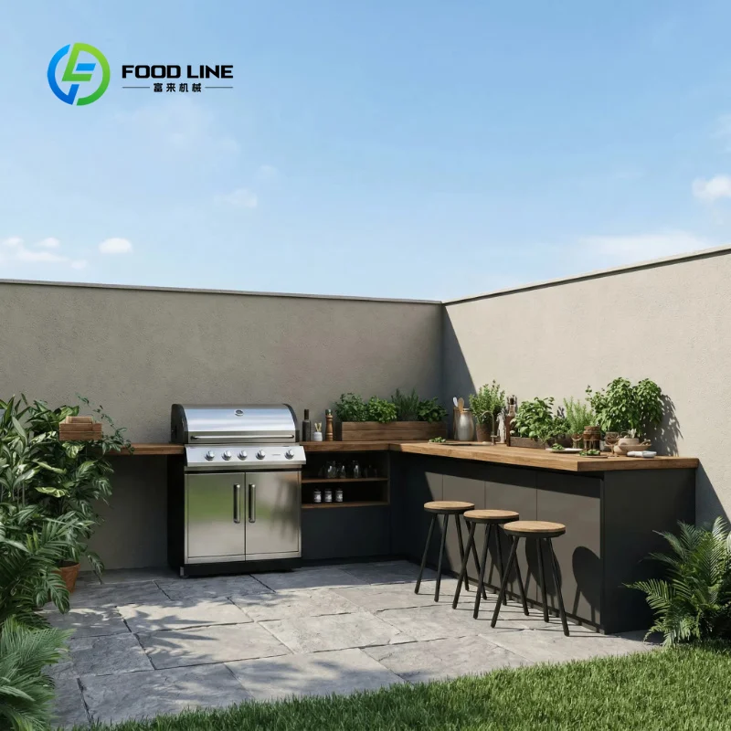 Customized 304 Stainless Steel Outdoor Kitchen Customized Mildew Proof Modern Design Outdoor Kitchen Island Set for Backyard