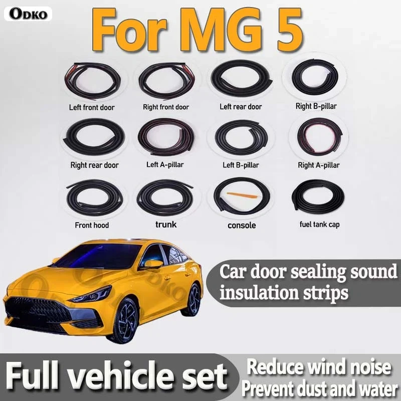 For MG 5 Car Door Seal Strip Rubber Noise Insulation Dustproof Seal Strip Waterproof Not easy to Fall off Car Accessories 12Pcs