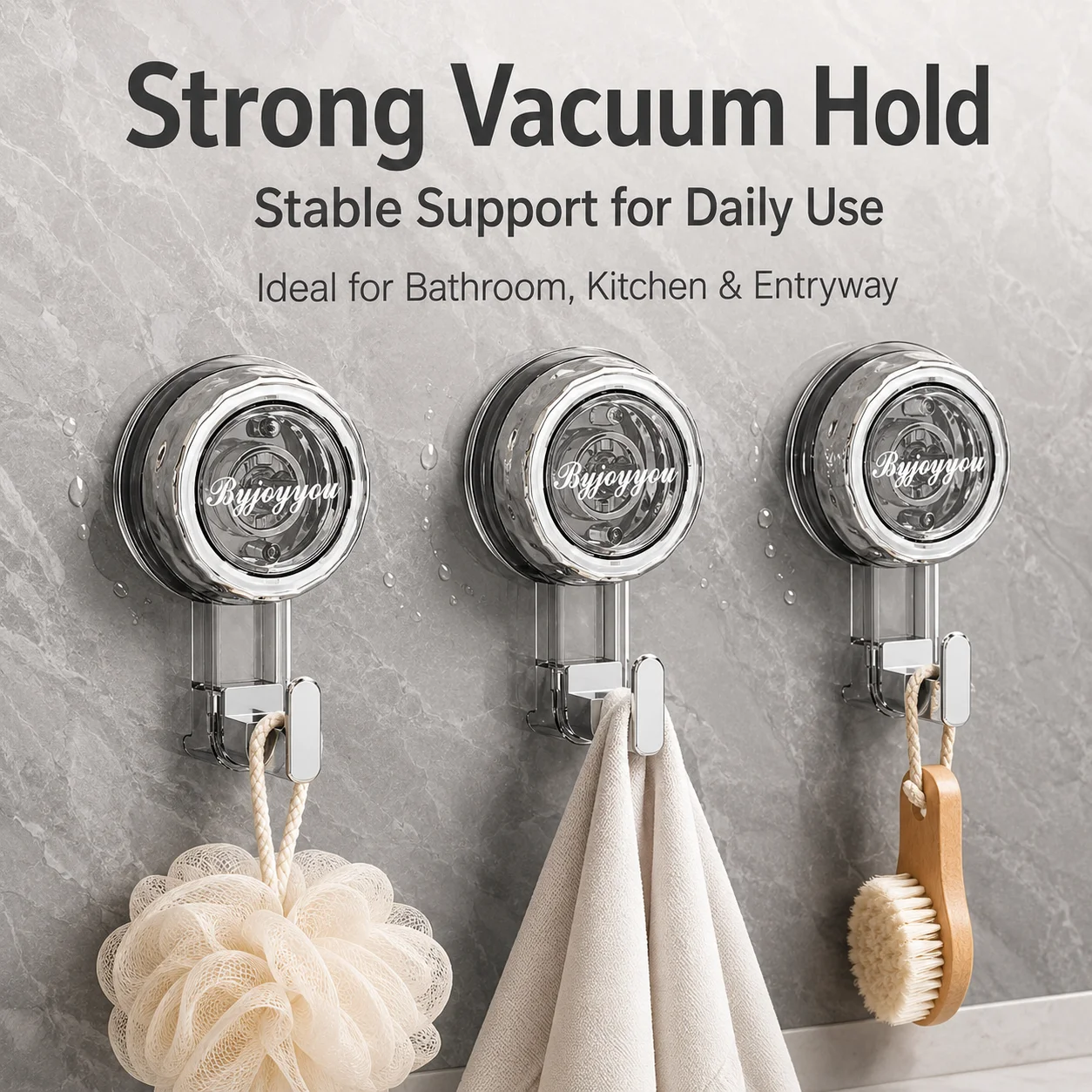 Rotating Vacuum Suction Cup Hook Punch Free Heavy Duty Reusable Wall Hanger for Kitchen Bathroom Door Clothes view 4