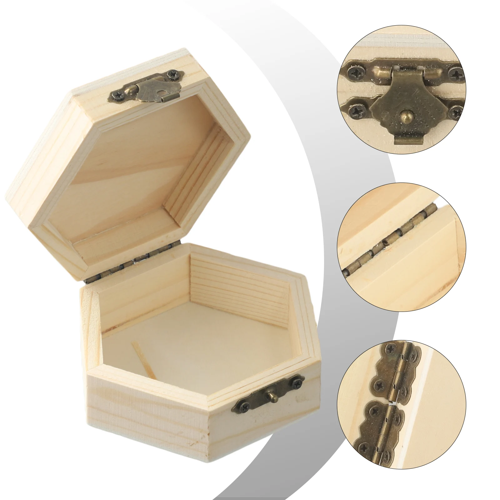 Storage Box Wooden Hexagonal Shaped Box Jewelry Organizer Container Case Wedding Birthday Presents Box Holder Home Storage