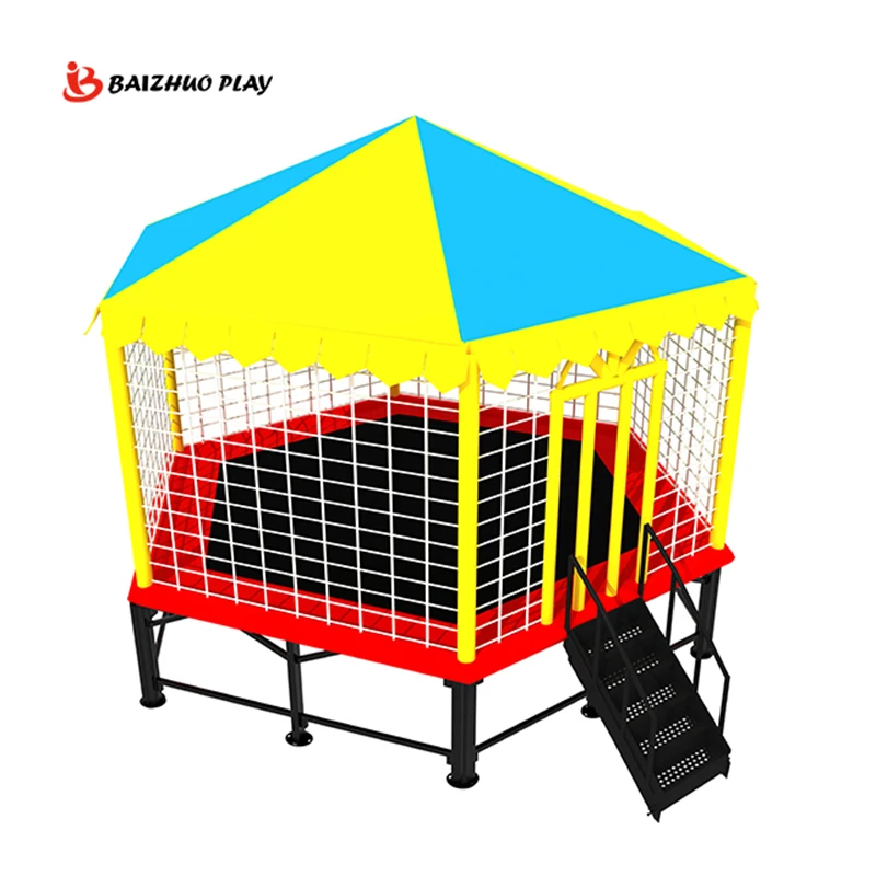 Kindergarten Kid Professional Indoor And Outdoor Trampoline Bed With Roof Children Adventure Physical Fitness Training Equipment