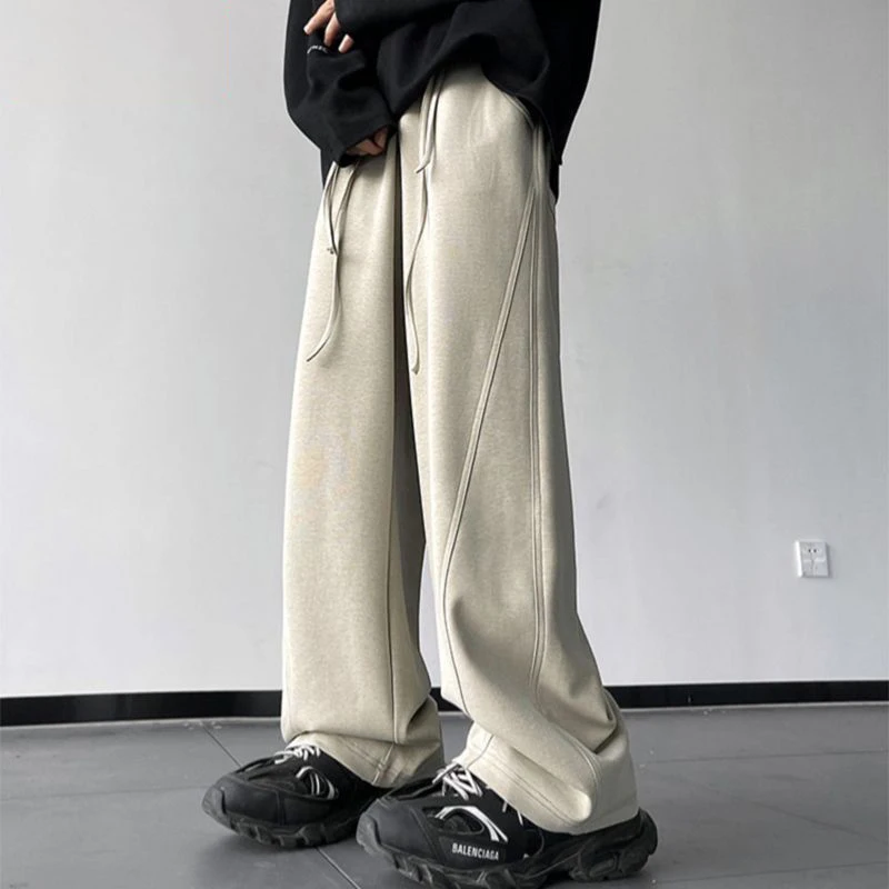 

Мужские широкие брюки больших размеров на подкладке, осень-зима, повседневные свободные удобные длинные брюки, модные уличные брюки