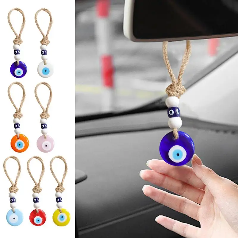 Evil Eye Car Rear View Charm Evil Eye Rear View Car Ornament Turkish Blue Evil Eye Pendant Evil Eye Charm Lucky Car Interior