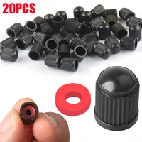 20 piezas tapas de válvula de neumático de coche con anillo de goma O cubiertas antipolvo tapas de válvula de vástago de plástico negro gris rojo para coches motocicletas bicicleta
