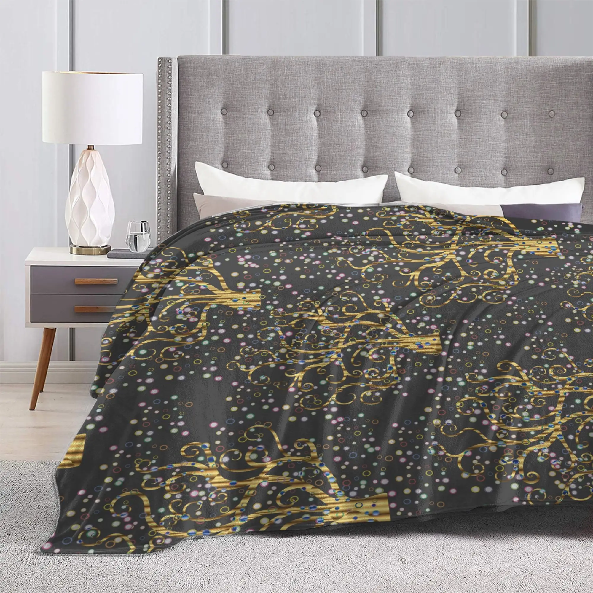 Gustav Klimt Blankets Abstract Tree Of Life Flannel Funny Breathable Throw Blankets for Bedding Lounge  Winter