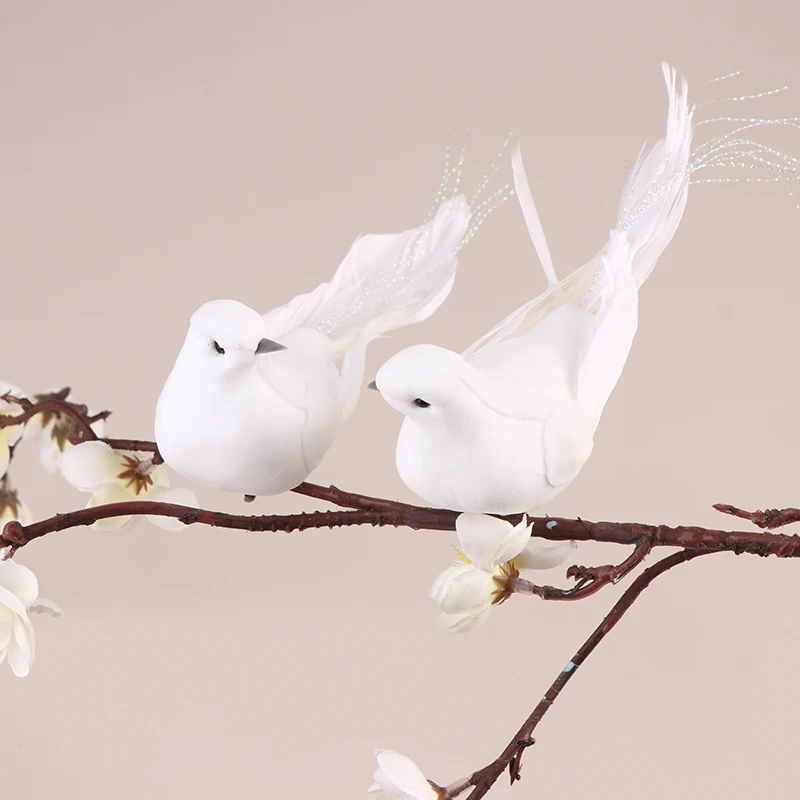 △ 1Pc Artificial Pigeon Birds Fake Doves Simulation Feather Pigeon Christmas Tree Wedding Party Ornaments Home Living Room Decor