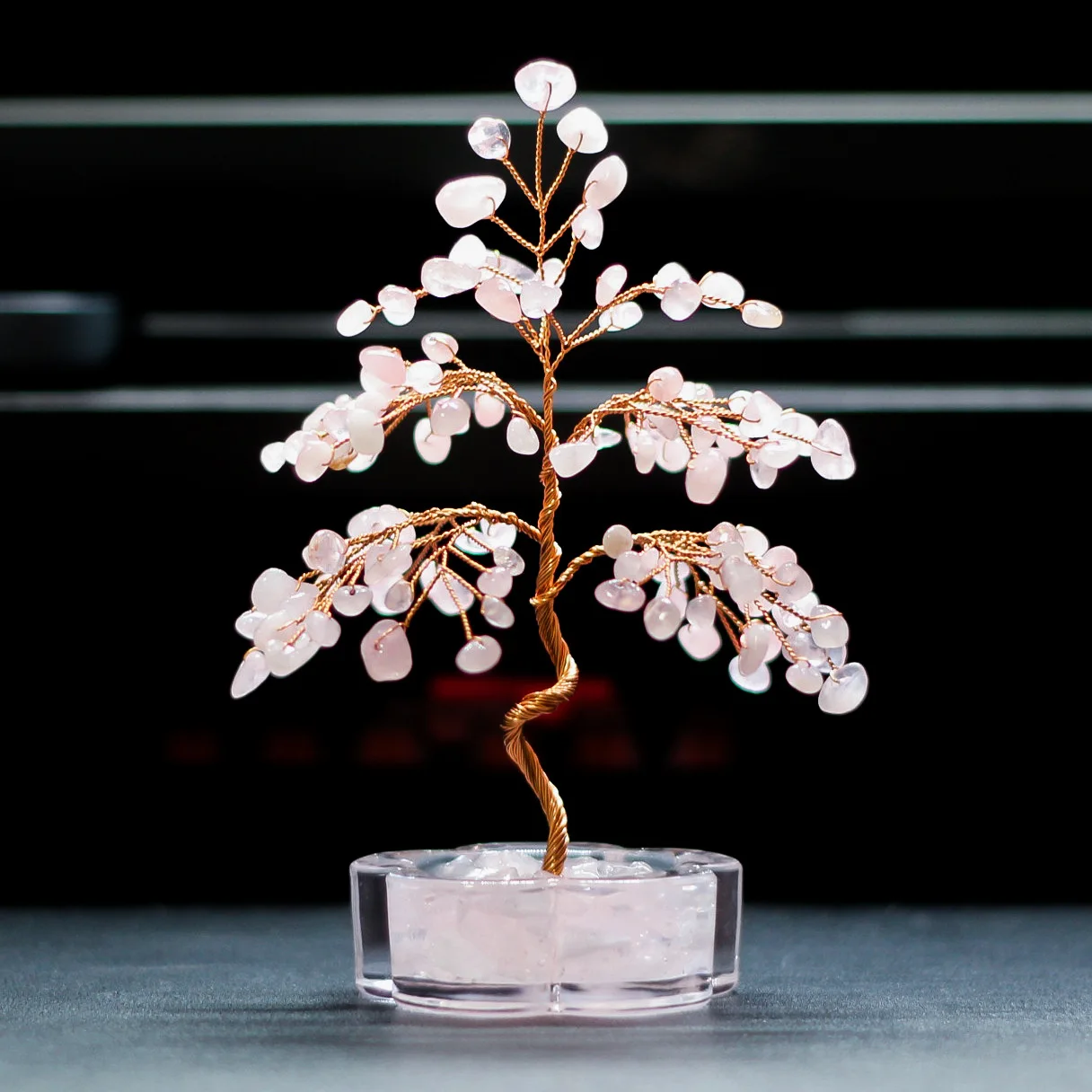 New Crushed Crystal Tree Pyramid Resin Craft Home Office Desktop Ornament