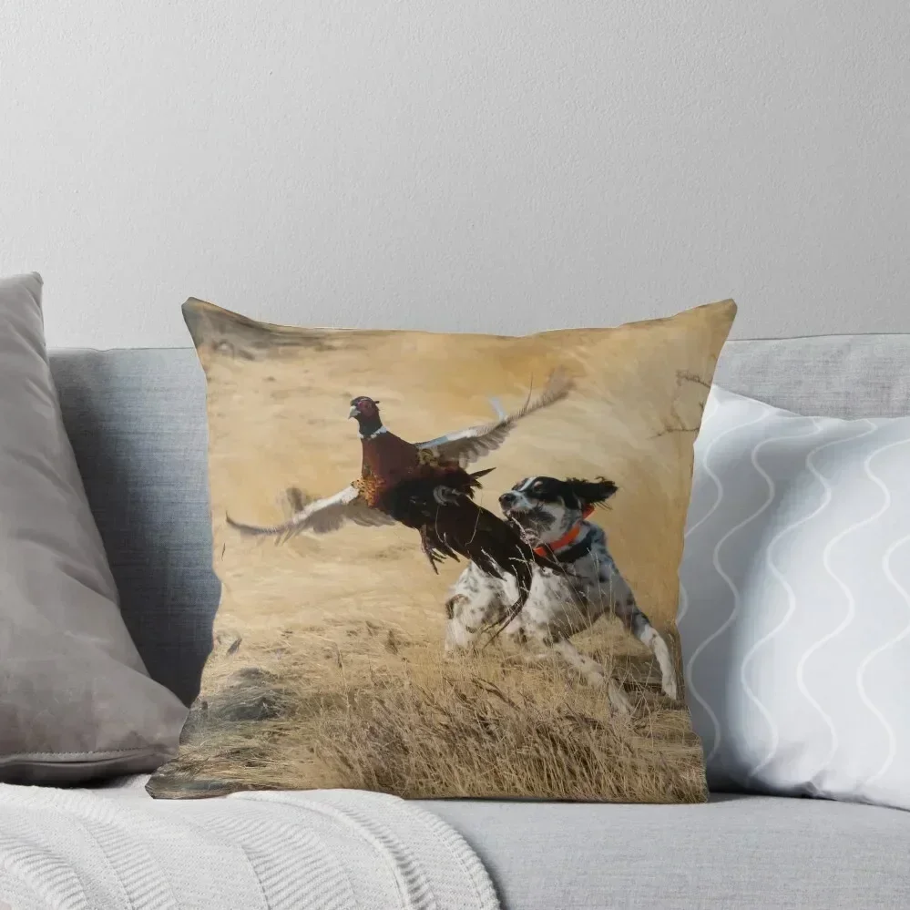 

English Setter Chasing Pheasant Throw Pillow Cushion Cover Luxury Pillow Cases Decorative Decorative Cushions pillow