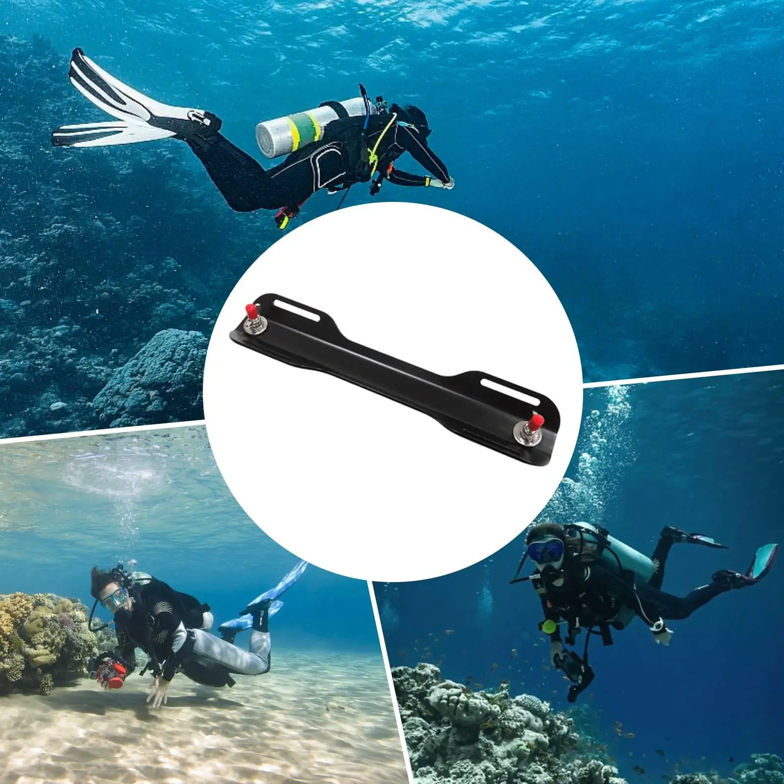 Technical Diving Single Tank Adapter Durable Aluminum Backplate Fitting BCD Gear Tank Holder for Underwater Activities