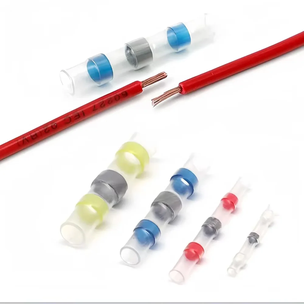 Wire Solder Seal Wire Connector Heat Shrink Butt Connector Electrical Stick for Solder Waterproof Crimp Cable Terminals Shrink