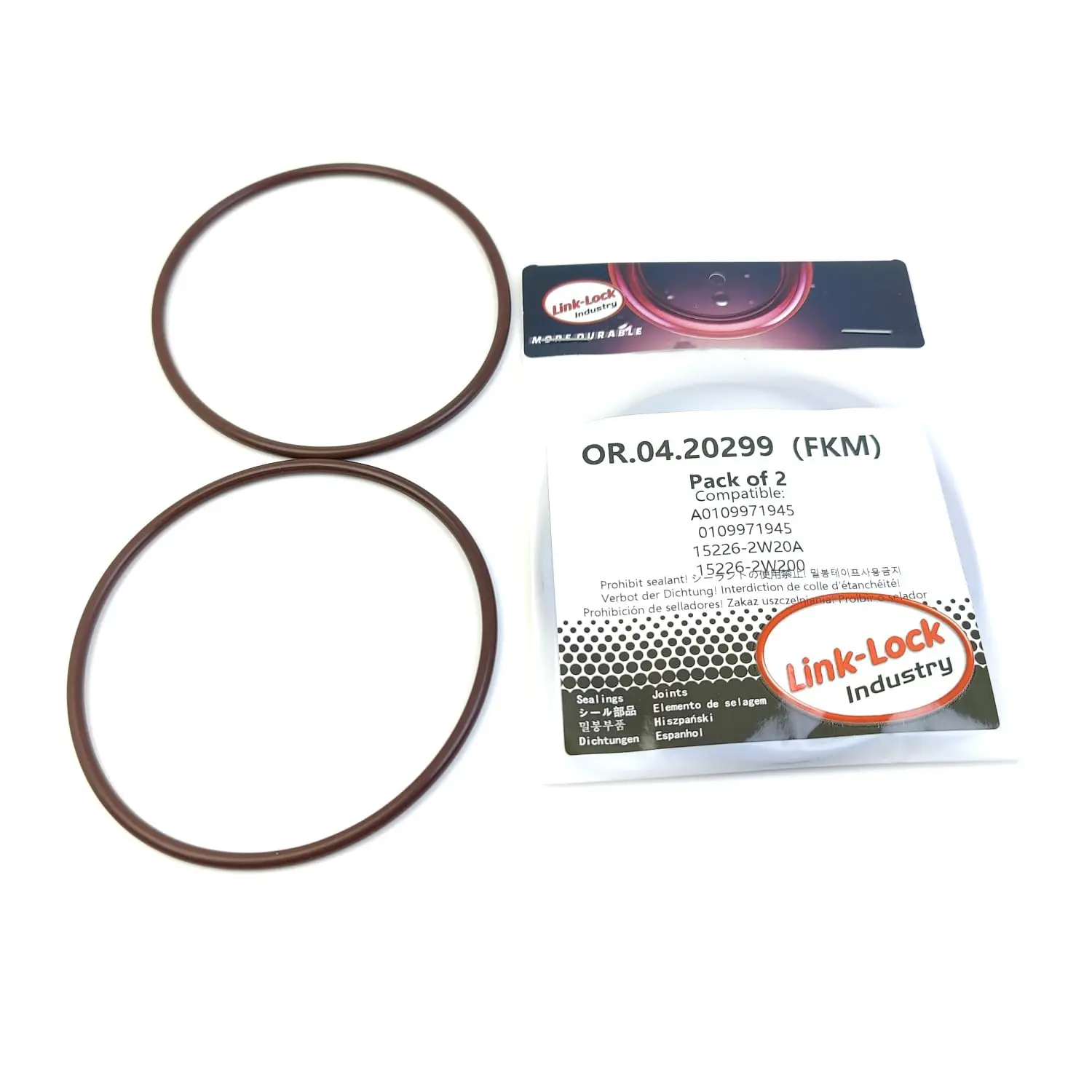 

LINK-LOCK 2PCS OR.04.20299 FKM Viton Sealing O-Ring Kit of Oil Filter A0109971945 0109971945 15226-2W20A 15226-2W200 for MERCEDE