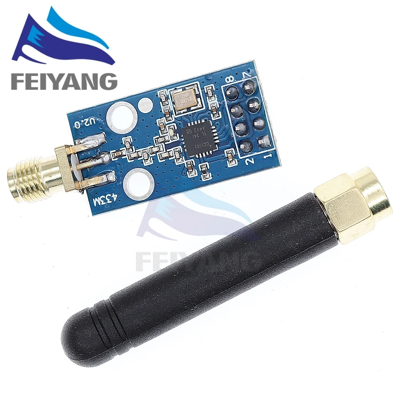 Module-8 CC1101 433 ميجا هرتز لاسلكي مع هوائي وحدة SMA لمضخم الإرسال والاستقبال الصوت Fm Lora منظم جهد إمداد الطاقة