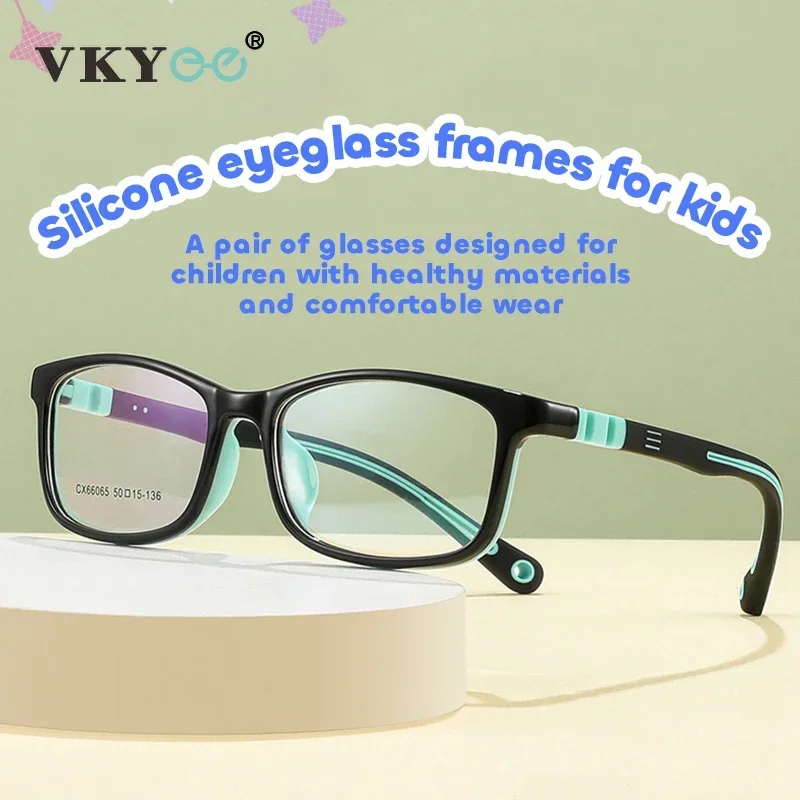 VICKY Classic Kids Silicone Frames Myopia TR Eyeglasses Frames Anti Blue Light Glasses Customizable Prescription K 66065