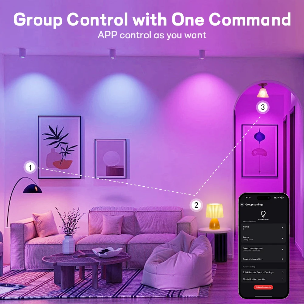 หลอดไฟสมาร์ท 9W 110V WiFi E27 LED RGB ใช้งานร่วมกับ Alexa Google Assistant Siri Voice Control RGB + CCT หรี่แสงได้จับเวลา