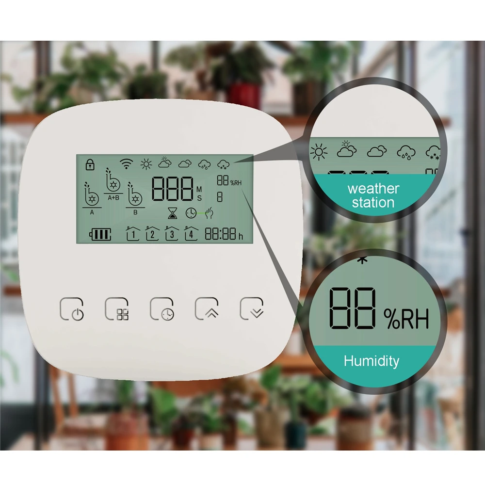 Controlador de riego por microgoteo automático inteligente para jardín, temporizador de agua Digital con pantalla LCE, Control por aplicación móvil, doble bomba, WIFI