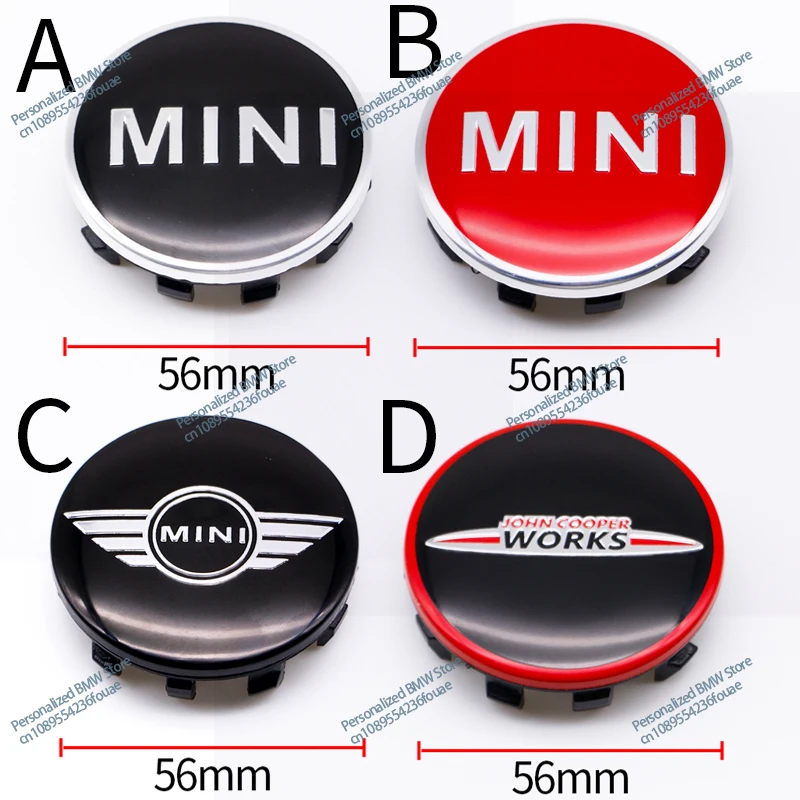 4PCS 56mm JCW John Cooper Works Logo Car Wheel Center Hub Cap For Mini Coopers Clubman R56 R52 F55 F56 R60 Rim Refit Badge Cover