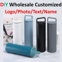 1pcs 500ml New Wide-mouth Stainless Steel Vacuum Thermos Cup  Outdoor Portable Cup Portable Sports Kettle Gift Customize logo