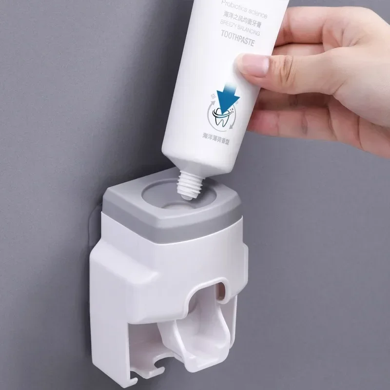 New Nordic Plain Color Multifunctional Toothpaste Stand Perforation-Free Wall Hanging Automatic Toothpaste Squeezer Hanging Rack