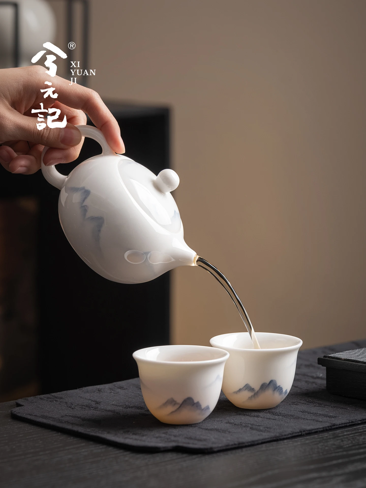 White Jade Porcelain Teapot Homemade Underglaze Ceramic Tea Water Separation 2026 New Hand Painted Landscape Single