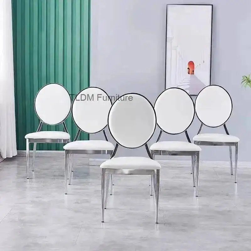 Table Banquet Chair, Chair High-End Restaurant Dining Chair, Electroplated Silver for Private Rooms Restaurant Chair Muebles