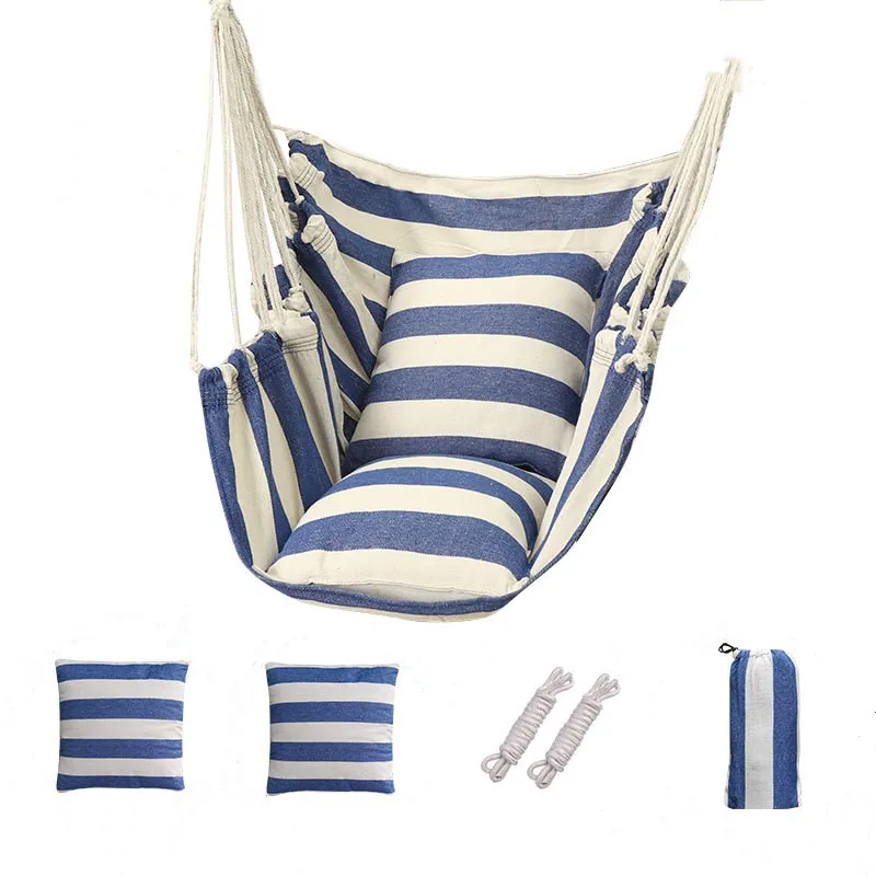 

Hammocks Hanging Swing Chair Canvas with 2 Seat Cushions Pillows Indoor Bedroom/Outdoor/Patio Garden