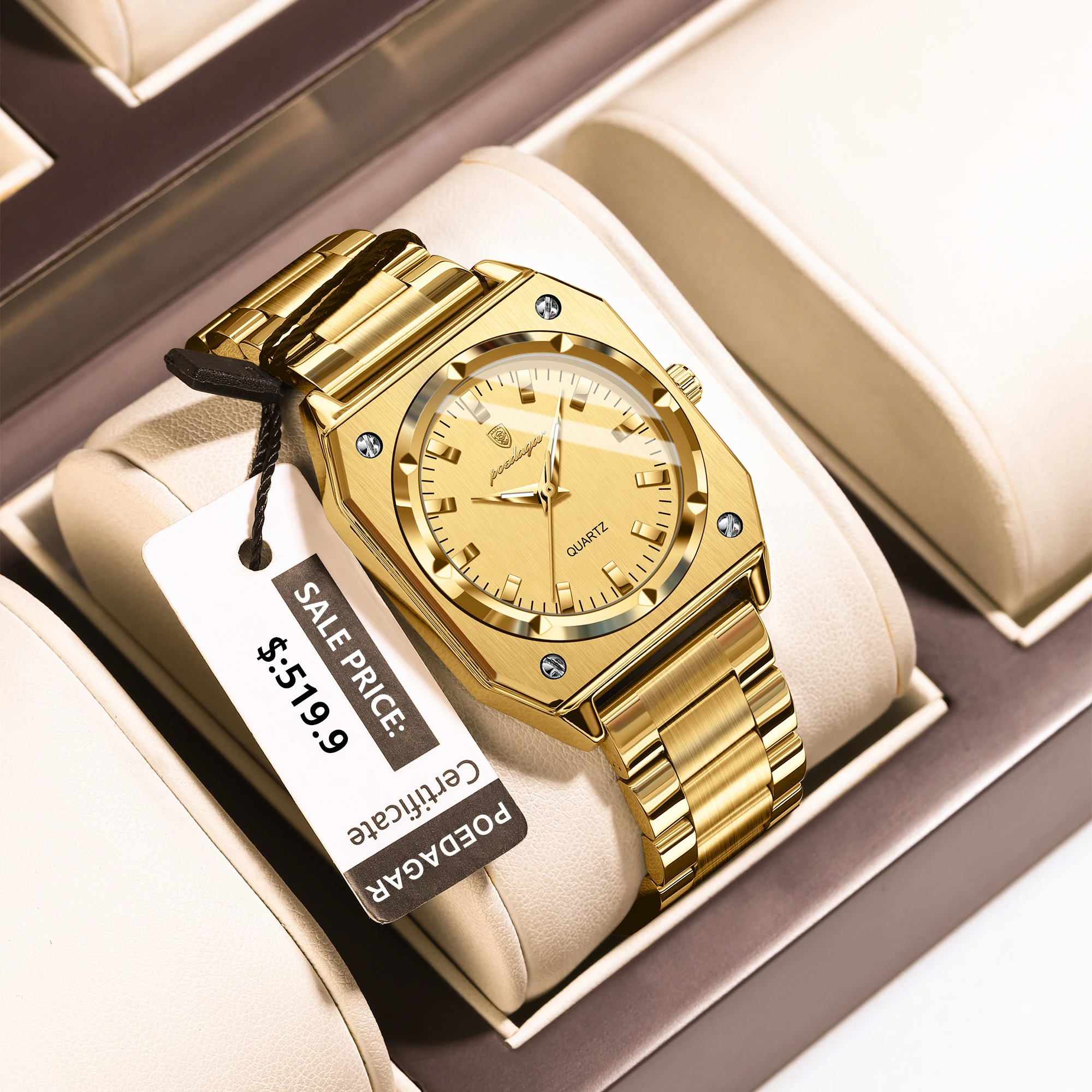 POEDAGAR Fashion Square Ladies Wristwatch Stainless Steel Waterproof Luminous Woman Watch Elegant Luxury Women's Quartz Watches