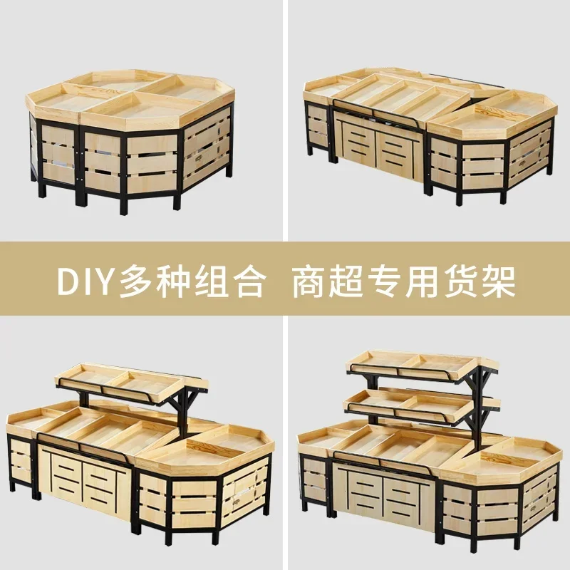 Vegetable and shelves store Supermarket Commercial fruit shelves and vegetable steel and wood creative