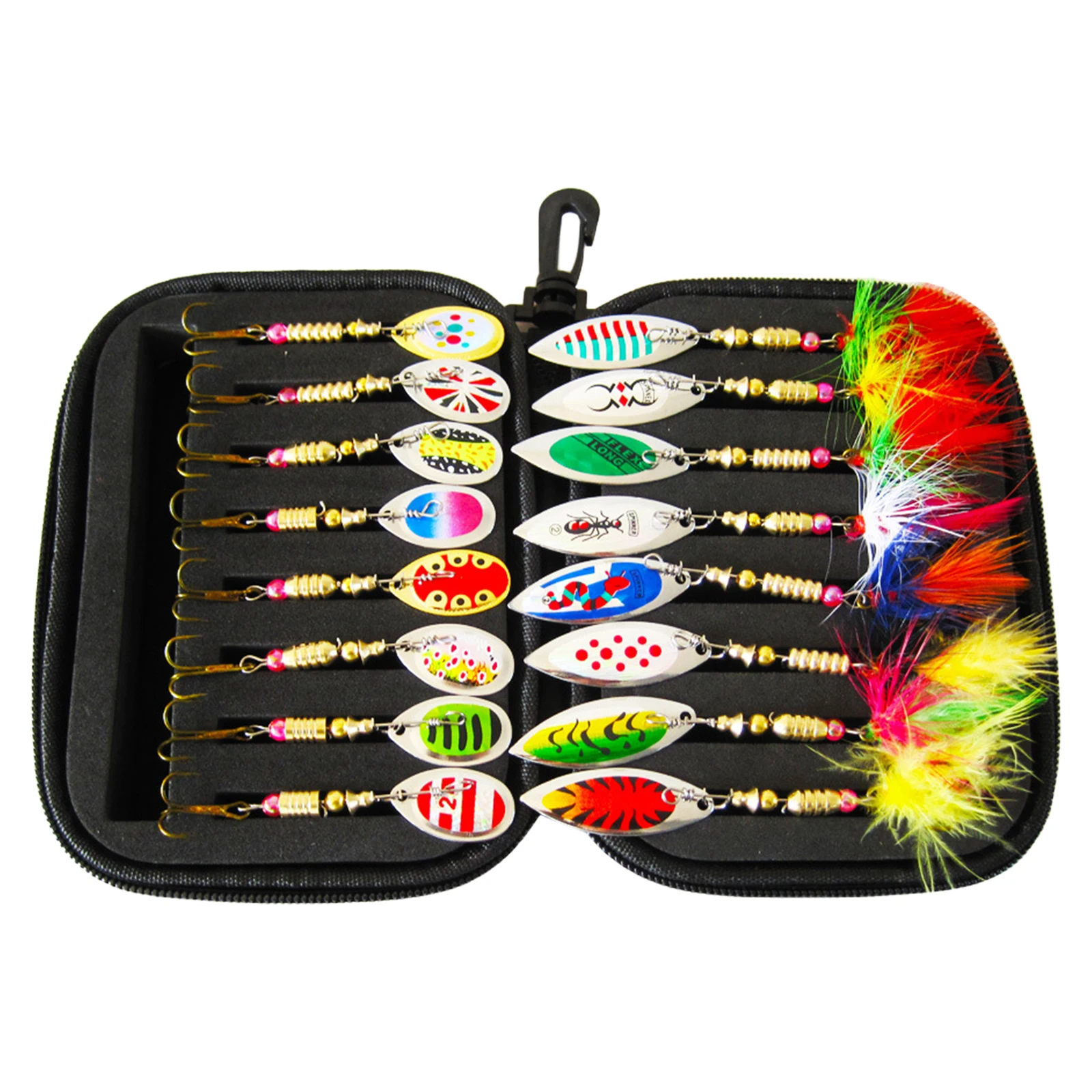 

16pcs Simulated Fishing Lures Artificial Composite Rotating Glitter Bait Portable Spinner Lure Set For Carp Crucian Bighead