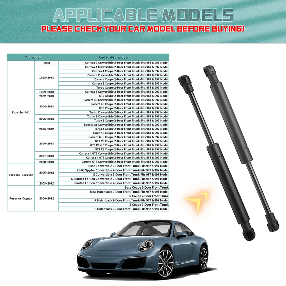 2 Pcs For Porsche 911 Boxster Cayman 1998-2013 Front Car The Hood Bonnet Lift Support Gas Spring Struts Shock Auto Accessories