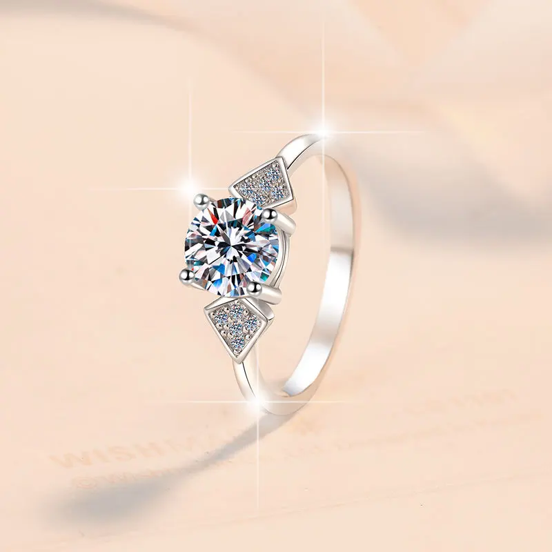 

Fashion Geometric PT950 Platinum 1CT Moissanite Band Women's Elegant Sparkle Engagement Ring