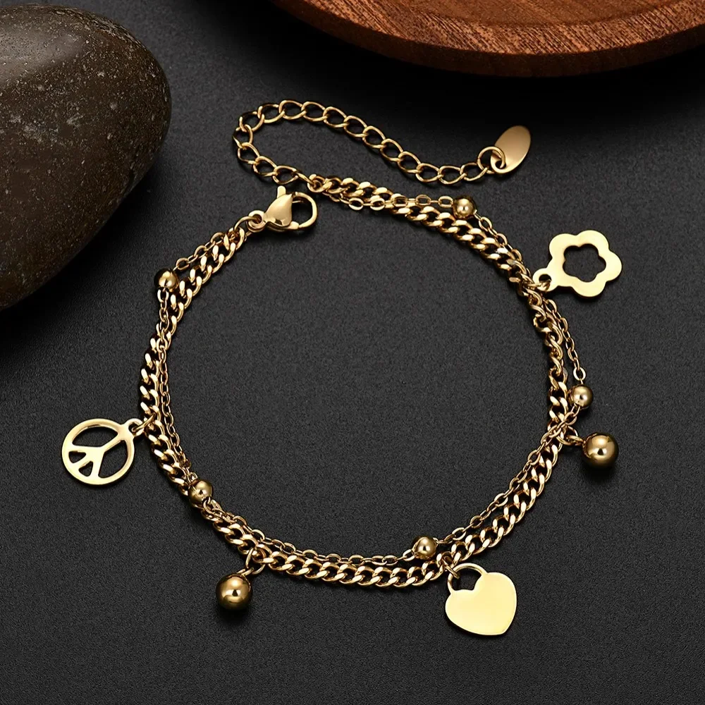 New luxury 18K Gold S925 Sterling Silver charms Heart Bracelet for Women Wedding Engagement Holiday Gift 18+5cm designer jewelry