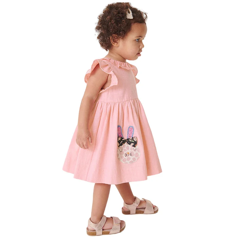 Spring meter 2-8 Jahre Neuankömmling Mädchen Kleider Blumen applikation heiß verkaufen Sommer Kinder Kleidung Kurzarm Baby Kleider – Detail 6