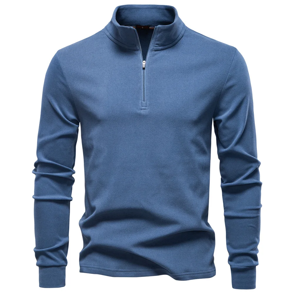 Sweat-shirt à manches longues pour hommes, col montant, demi-fermeture éclair, coque souple, respirant, chaud, pull décontracté, veste Streetwear, nouvelle collection 2025 ‌