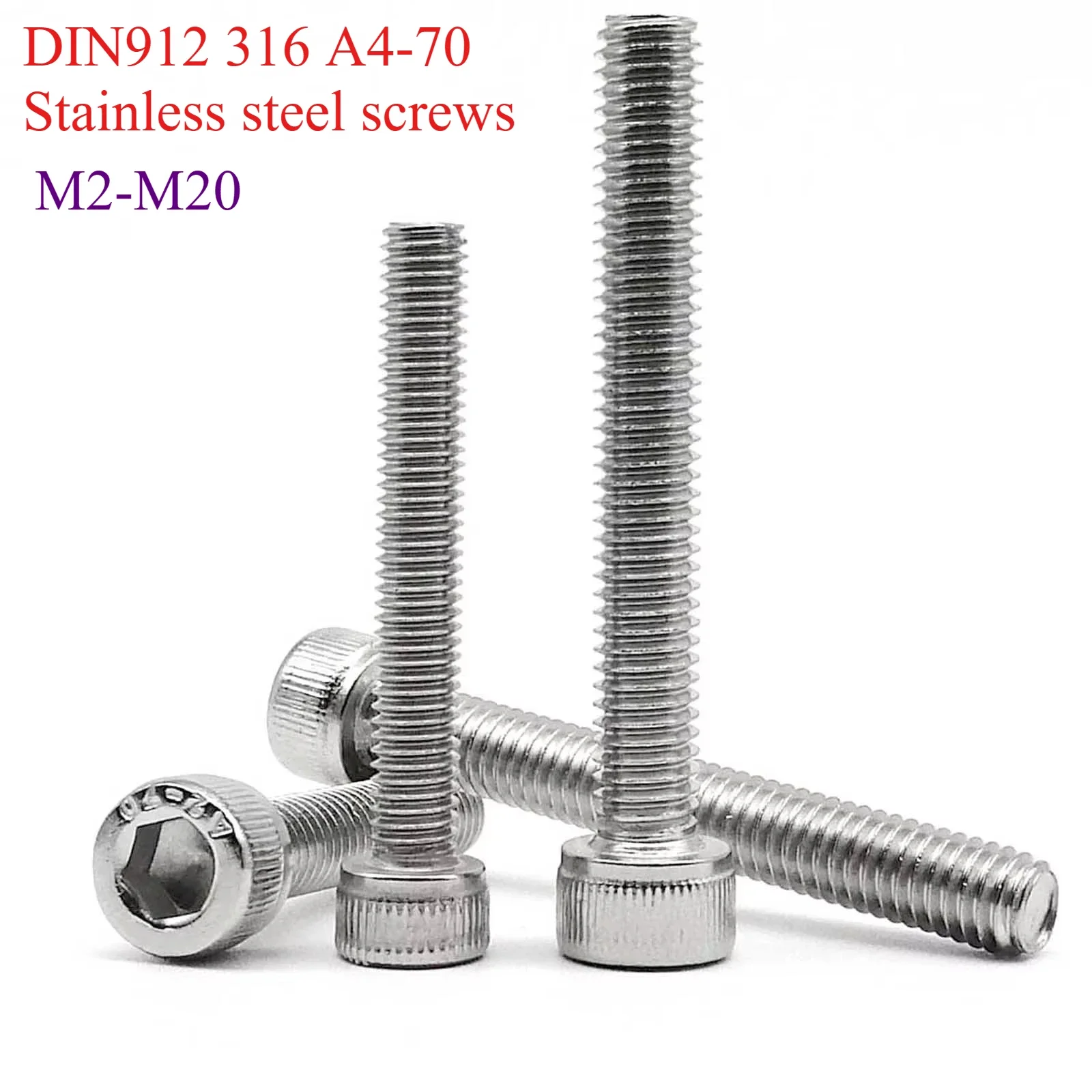 

M2 M2.5 M3 M4 M5 M6 M8 M10 DIN912 316 A4-70 Stainless Steel Screws Hexagon Socket Cheese Head Screws Oversize 4 To 150 Mm