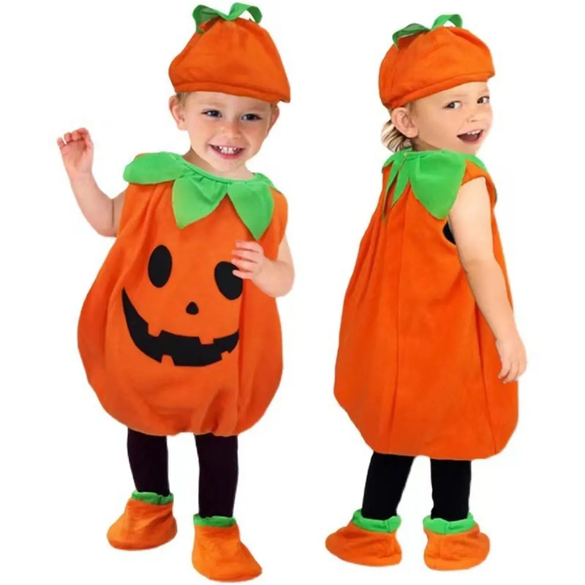 Halloween Festival Baby and Toddler Cute Pumpkin Dress Hat Shoes Cosplay for Baby Stage Performance Party Clothing Suit