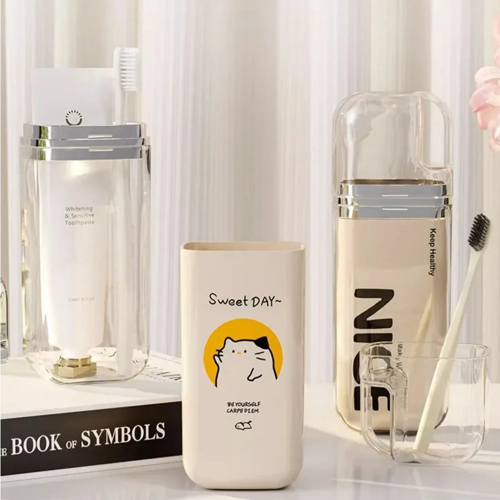 

Tooth Cylinder Wall-mounted Mouthwash Cup Toothpaste Dispenser Household Wash Cup Set Multifunction Storage Rack