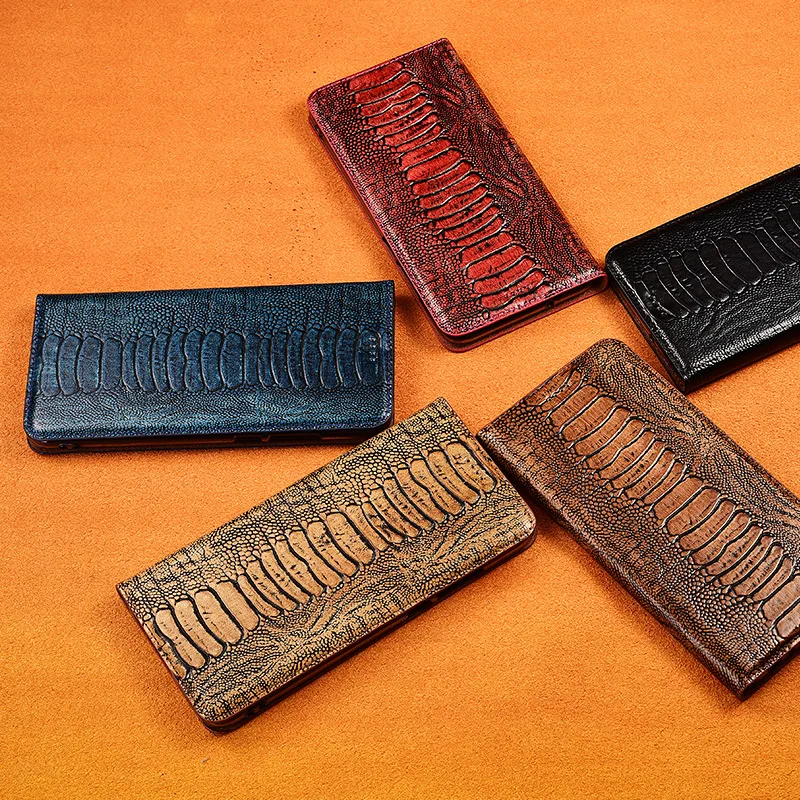Luxury Ostrich Pattern Leather Wallet Case For Huawei Honor Play 3 3e 4 4T 5 5T 6 6T 8A 9A 20 30 Pro Youth Magnetic Cover