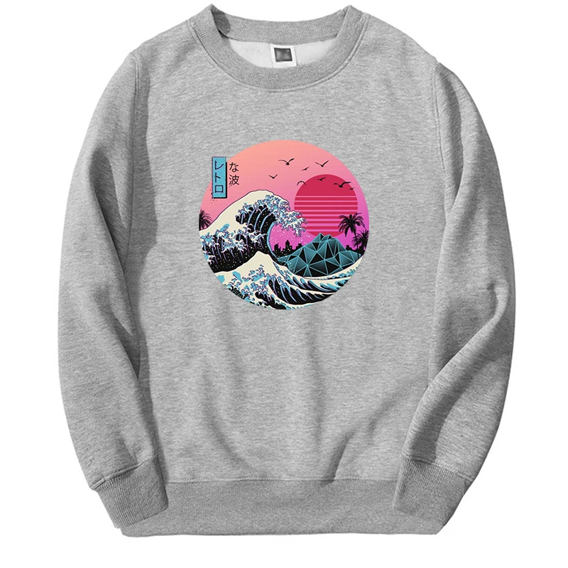 The Great Wave Hoodie Vaporwave Graphic Sweatshirts For Men Women 2024 New Spring Autumn Casual Oversize Sudaderas Clothes