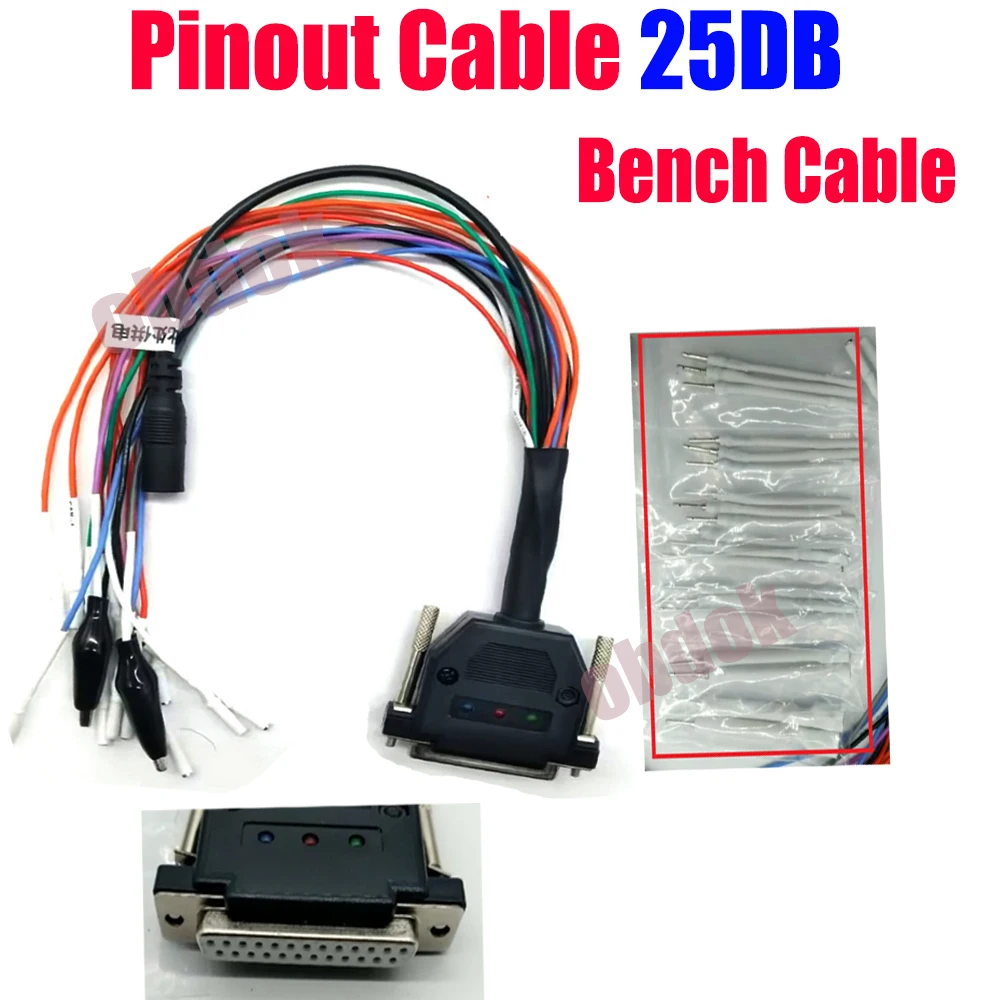 

for J2534 3 LED Lights Cable Boo-t Bench Cable DB25 ECU Pinout Cable for V-CI Rea-d and W-rite ECU BATT VCC KLINE CAN-L CAN-H