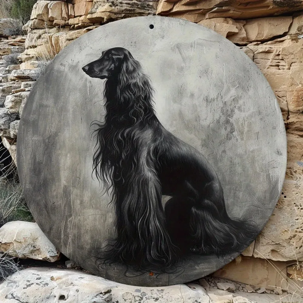 Brand Premium Afghan Hound Portrait Wall Decor - Black White Modern Easy-to-Hang Home Office Gift
