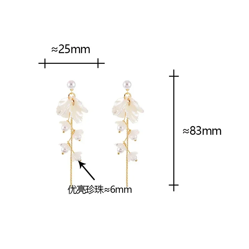 

Real 925 Sterling Silver Pearl Crystal Agate Flower Stud Earrings for Women Trendy Plant Fine Jewelry Light Luxury Accessory