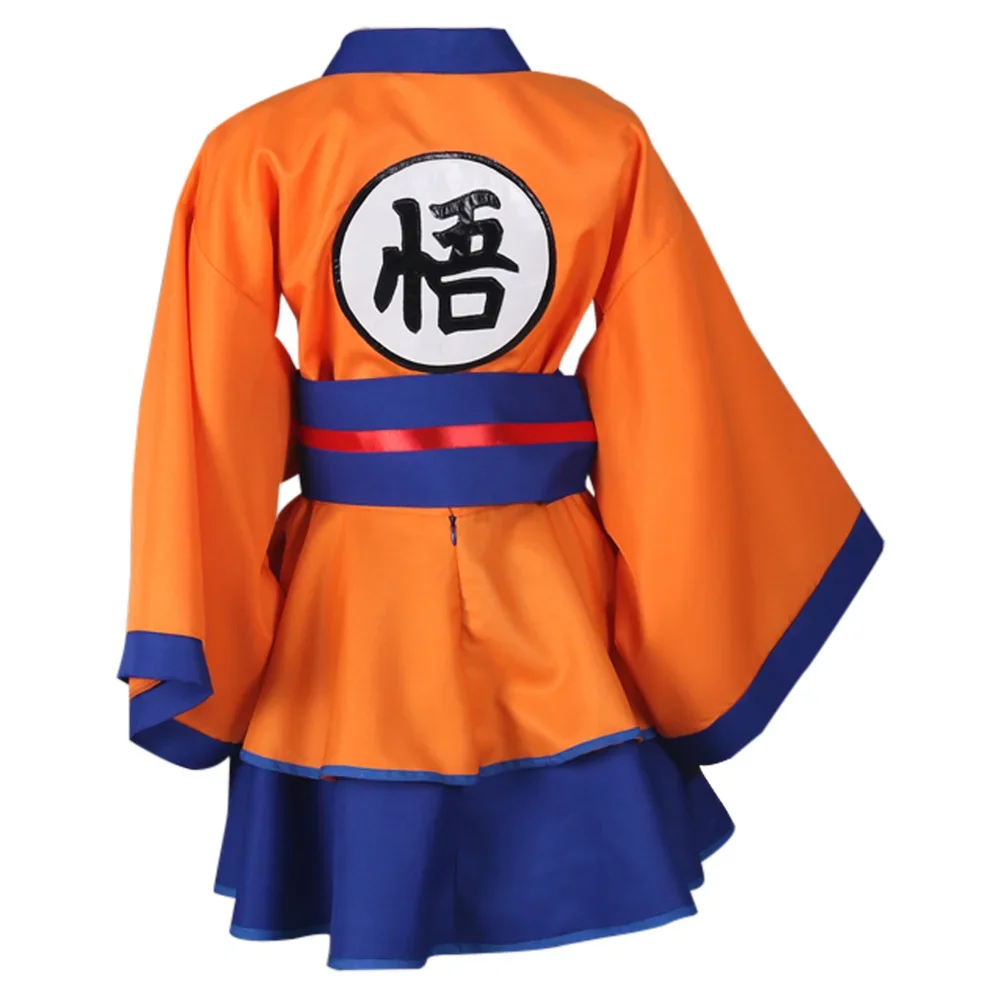 Lolita Goku Cosplay Fantasy Kimono Jurk Anime Super Held Vermomming Kostuum Volwassen Vrouwen Rollenspel Fantasia Outfit Vrouwelijke Halloween